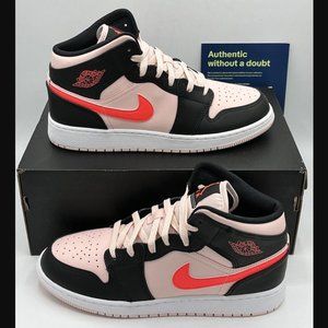Air Jordan 1 Mid Black Atmosphere Pink Size 6Y Women 7.5 554725-604 NEW WITH BOX
